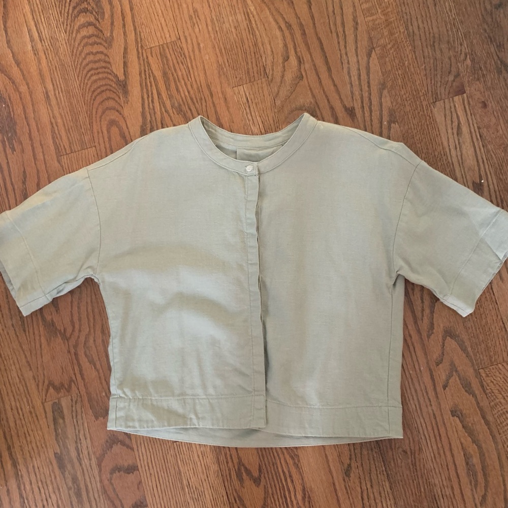 Sage linen Coast the brand crop top